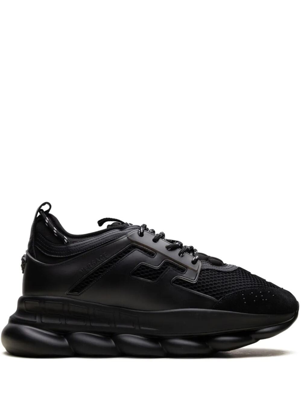VERSACE Chain Reaction Chunky Sneakers Triple Black Mesh Sz 42 $780